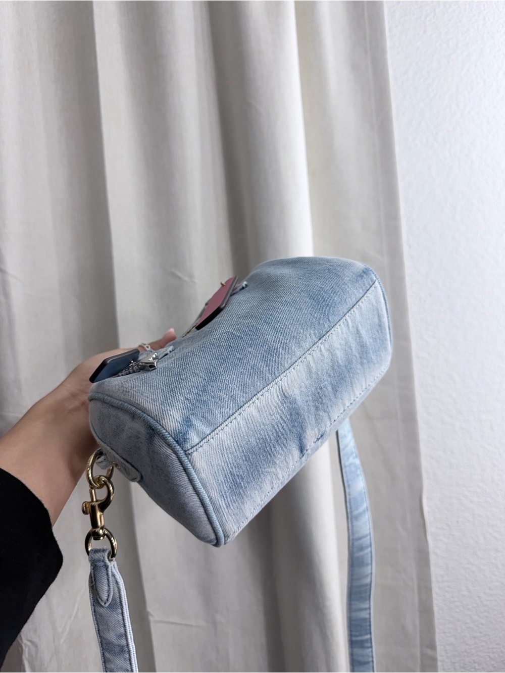 Coach Light Blue Denim Mini Satchel with Pink Tag - Picture 3 of 3